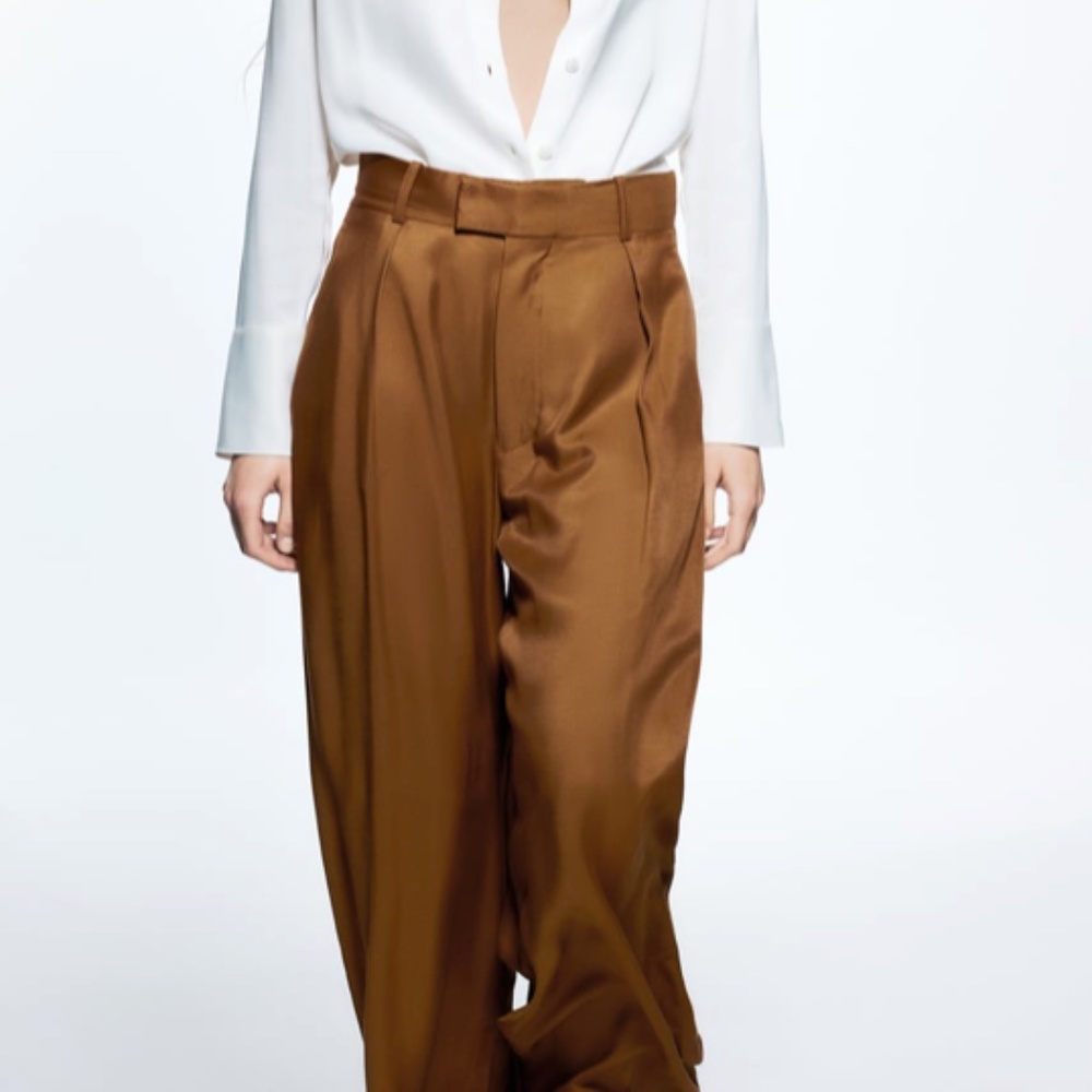 WIDE LEG SATIN EFFECT PANTS
